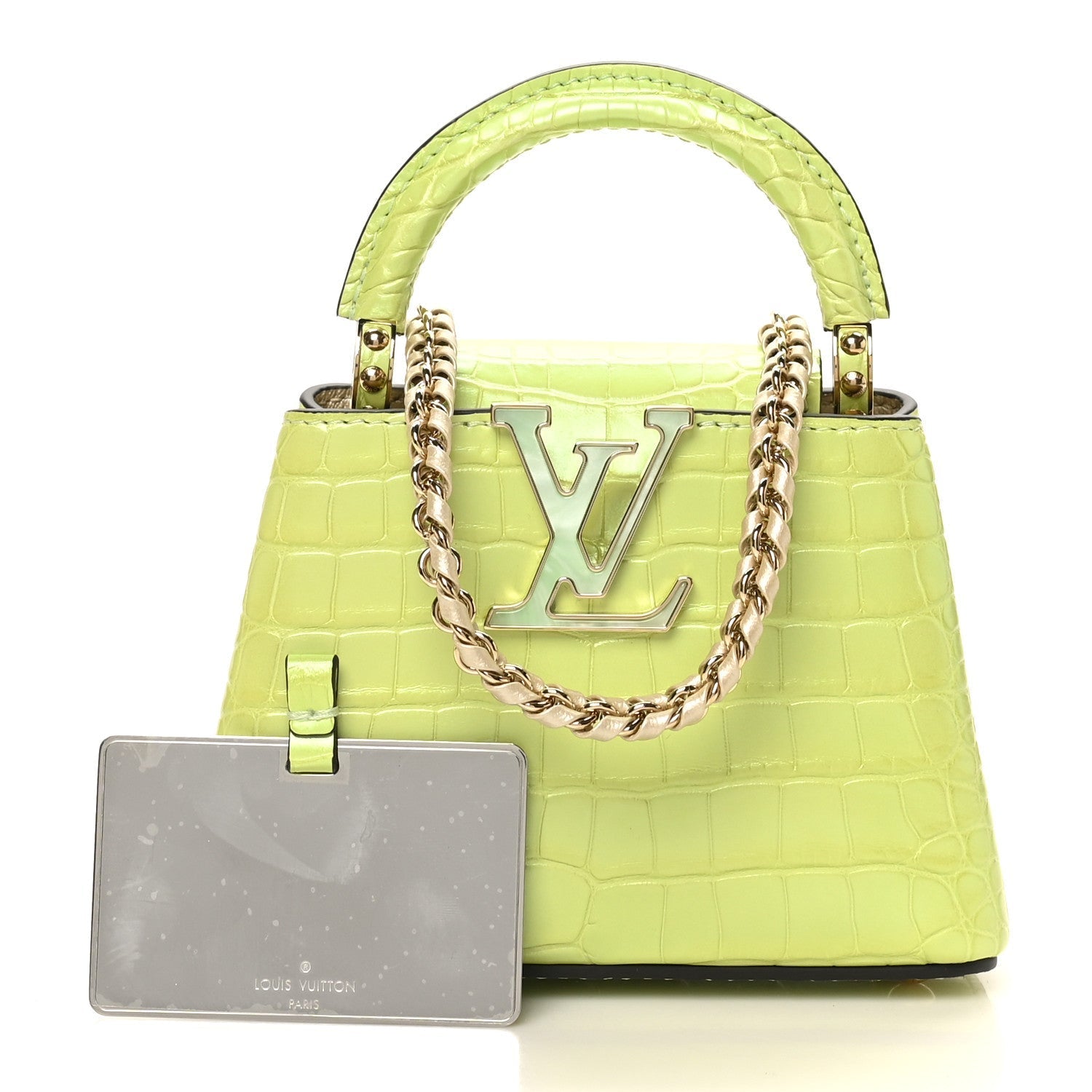Iridescent Alligator Nano Capucines Lime