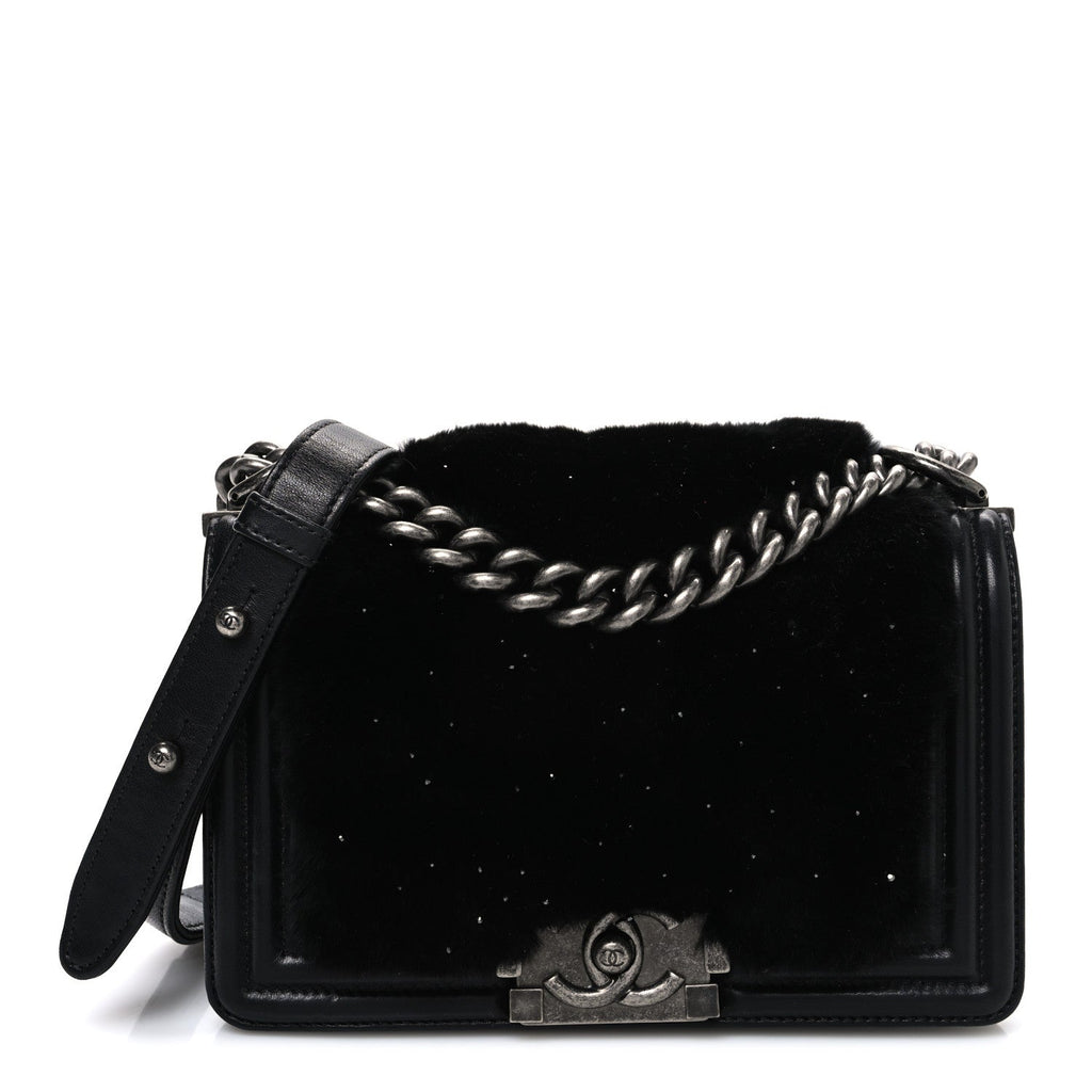 Orylag Rabbit Fur Calfskin Small Boy Flap Black